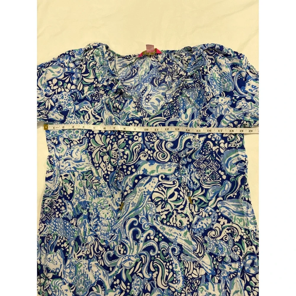 Lilly Pulitzer Willa Top Royal Purple 60 Animals Size Medium Long Sleeve Blouse